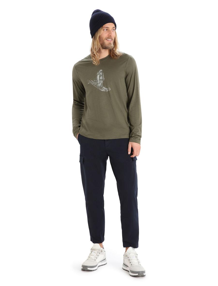 Long Sleeve Icebreaker Merino Tech Lite II T-Shirt Skiing Yeti Homme Vert Olive | FR 1226SGLO